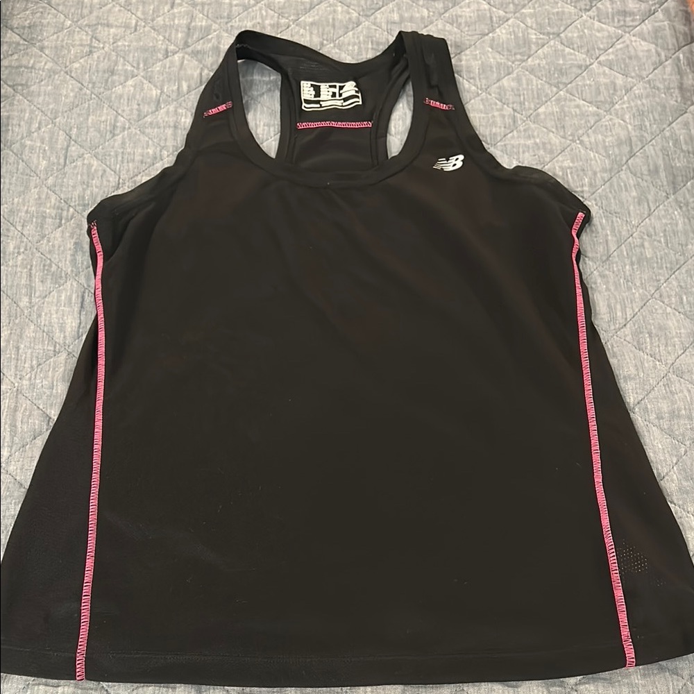 New Balance Women's Black and Pink Athletic Tank Top